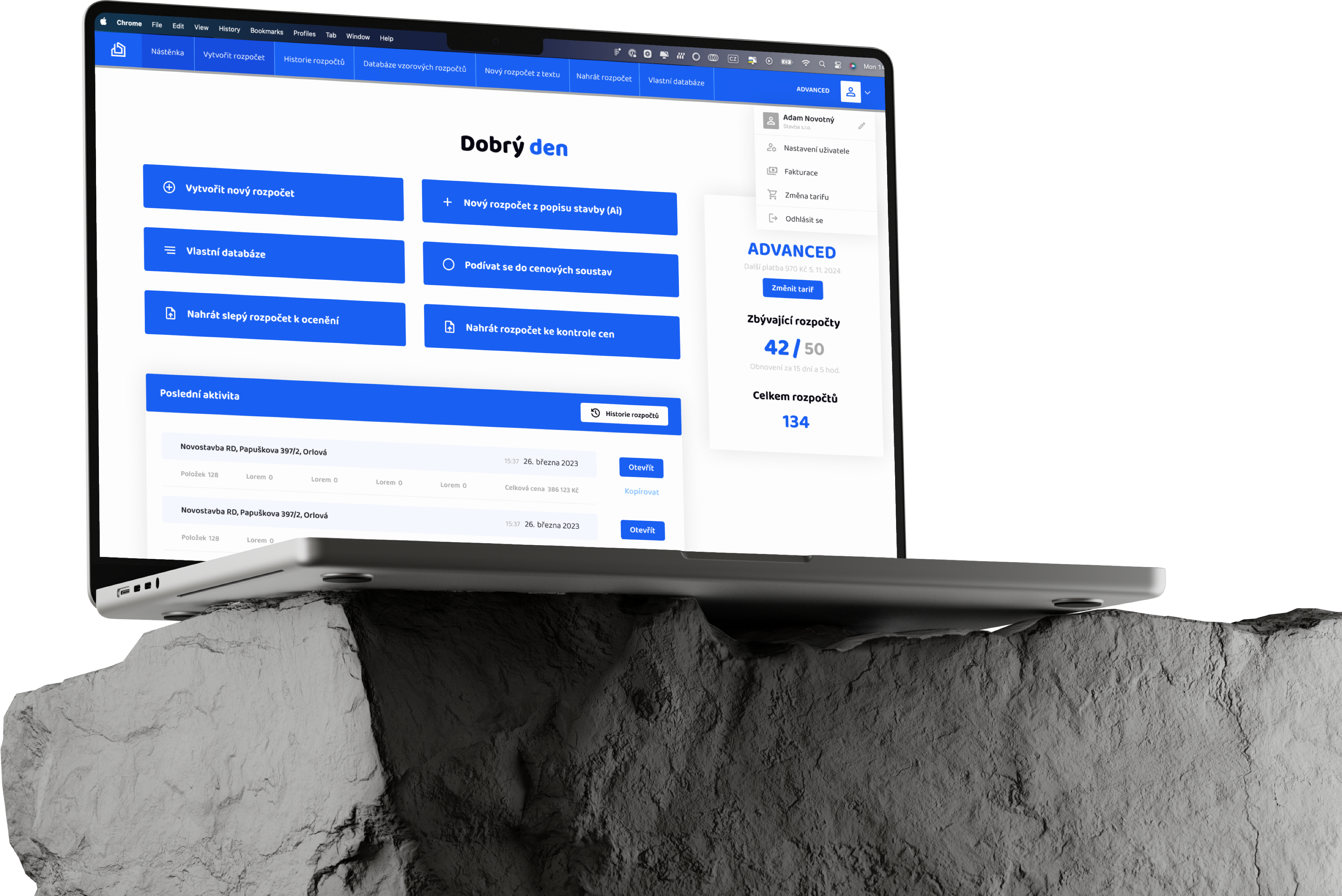 MacBook Pro mockup on textured rock